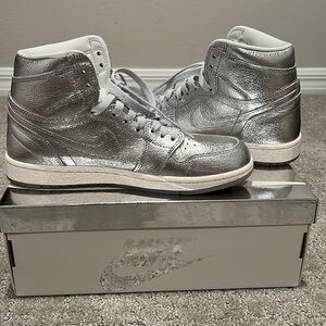 Silver air Jordan 1 high tops 8.5 women eur 40